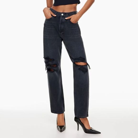 Agolde 90's Mid Rise Straight Leg Distressed Jeans In Vagabond Size 28 NWT - Picture 5 of 14